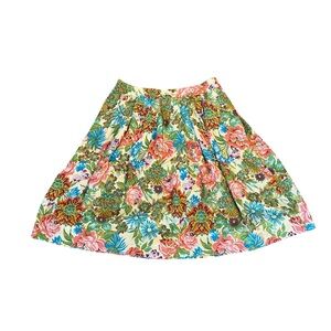 Anthropologie Postella Silk Floral A-Line Skirt Size Large
